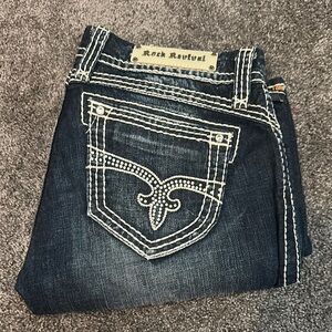 Rock Revival Dark Blue Denim with Cream Stitching